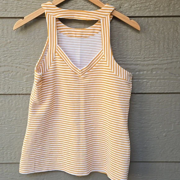 Anthropologie Deletta yellow stripe high neck top medium M - Picture 12 of 13